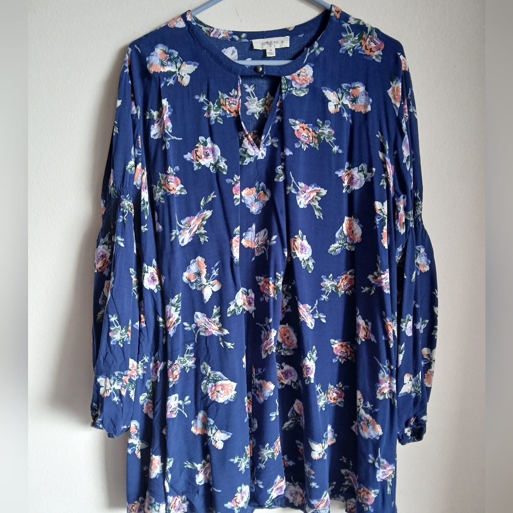 Umgee Blue Floral Tunic or Dress  Size XL